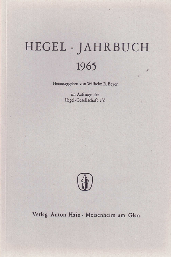 Hegel-Jahrbuch 1965.